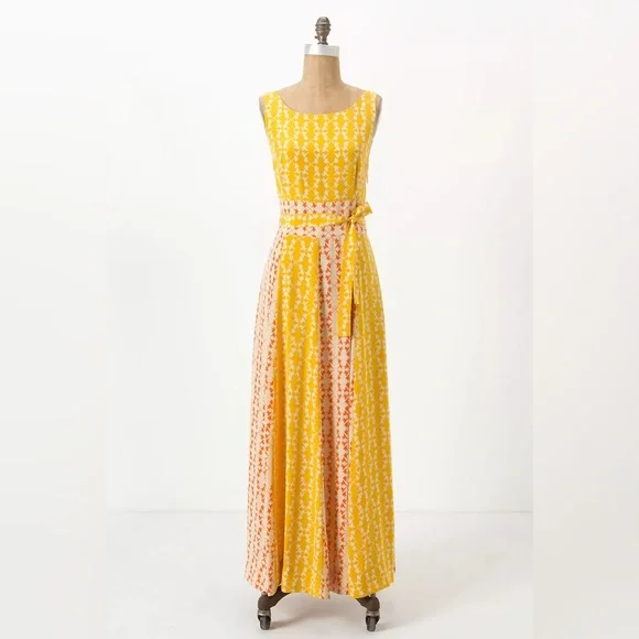 Anthropologie Hummingbird Silk Maxi Dress Charlotte By Charlotte Taylor - Picture 8 of 9